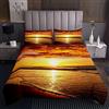 Homemissing copriletto trapuntato hawaiano drammatico paesaggio tramonto calmo esotico spiaggia oceano onde costiere copertura letto oro arancione con 1 federa 2 pezzi singolo