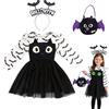 Tankermo Set costume da pipistrello per bambini, 5-7 anni Costume da pipistrello per bambini piccoli Glow in The Dark con cerchietto e borsa,Costumes da pipistrellop bambine Costumi carnevale Abiti cosplay