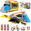 Tlater Set di rampe per skateboard da dito, 2 in 1 Giocattoli skateboard da dito con rampe per skateboard, 3 fingerboard, 1 mini bici da dito, giocattoli fai da te per bambini dai 3 anni in su