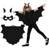 DiULi Costume Pipistrello Bambini, 4 Pezzi Halloween Costume da Pipistrello con Mantello, Maschera da Pipistrello e Copricapo, per Carnevale Vampire Cosplay Ragazzi Ragazze 120-150