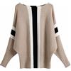 FULIER - Maglione Dolman da Donna, con Maniche a Pipistrello e Scollo a Barchetta, Lavorato a Maglia, vestibilità Ampia, Taglia Unica, Cachi, Taglia Unica