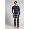Intimissimi Pantaloni Lunghi In Maglia Stampa Check Blu Marrone