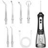 BarberBoss Idropulsore dentale senza fili, 6 punte multifunzione, schermo LED, ricaricabile tramite USB, custodia da viaggio inclusa, Irrigatore orale elettrico per apparecchi ortodontici (Nero)