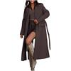 Generic Trench lungo da donna, oversize, doppiopetto, con risvolto, soprabito con cintura, abbigliamento alla autunnale 2024 Giubbino In Pelle Donna Primaverile Gpiumino Donna (Brown, XXL)