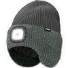 ATNKE LED Illuminato Berretto Cappello con Paraorecchie,USB Ricaricabile 4 LED Corsa Cappello Lampada Invernale Calda Pile Foderato Lavorato Beanie Regali per Uomo e Donna/Dark Army Green