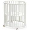 Stokke Sleepi Mini, Bianco - Culla ovale adatta per 0-6 mesi - Base regolabile in altezza, ruote girevoli bloccabili, base materasso traforata per la circolazione dell'aria