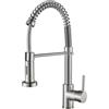 Cobbe Rubinetto da Cucina Cobbe, Rubinetto a Molla con Doccetta Estraibile, 2 Modalità di Erogazione, Miscelatore Monocomando per Lavello ad Arco Alto (Nichel Spazzolato)