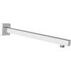 Katezon Braccio doccia quadrato con flangia, in acciaio inox massiccio, prolunga per soffione doccia da 40 cm, montaggio a parete, per soffione fisso (cromato)
