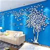 guangmu Albero Adesivo da Parete - Alberi e Uccelli 3D Adesivi Murali Arts Wall Sticker Decorativi per TV Par, Camera da Letto, Ufficio (L-300 * 150cm, Argento Destra)