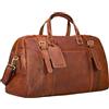 STILORD Vega Borsone Pelle Uomo Viaggio Cognac Piccolo Borsa Da Viaggio in Cuoio Autentico Duffel Bag Borsone Palestra Donna Bagaglio A Mano A Tracolla 34 L, 50x23x30