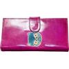 Macha Portafogli portafogli e portacarte in pelle stile indiano etnico per carte di credito e argento liquido con tasca per monete, Fucsia, Taille 23 cm sur 11 cm, Etnico