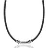Casisto.J Collana in Pelle, Collare Collana, Catena Punk Girocollo, Nero, Acciaio Inox, Viene Fornito in Una Confezione Regalo di Gioielli, per uomo