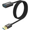 SUNGUY Cavo Prolunga USB 3.0, 1.5m 5Gbps Prolunga USB USB maschio a femmina per Chiavetta USB, Hub USB, Lettore di schede, Tastiera, Stampante, Scanner, Fotocamera-Nero