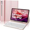 FOGARI Tastiera per Lenovo P12 da 12,7 pollici, Keyboard ltaliana Senza fili, Bluetooth Rimovibile Custodia con Tastiera per Lenovo Tab P12 12,7 2023, Rosa Chiaro
