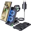 MANKIW Stazione Ricarica per Samsung, MANKIW Pieghevole 3 in 1 Base Ricarica Wireless per Samsung S25/S24/S23/S22/S21/S20, Z Fold 6/5/4/3, Note20/10 Ultra, Watch 7/6/5/4/3/Active, Buds2/+/Pro/Live