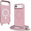 VAVAVOOMY Cover Compatible con iPhone 17 air rimovibile custodia in silicone,Custodia con Regolabile Collana per Cordino Collana Rosa