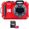 Kodak PIXPRO WPZ2 - Fotocamera digitale impermeabile da 16 MP con zoom ottico 4X (rosso) e scheda microSDHC da 32 GB con adattatore (2 pezzi)