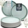 PURE LIVING INTERIOR DESIGN Ibiza Set di 6 Piatti in Gres Porcellanato - Piatti Eleganti Resistenti, Lavastoviglie e Microonde, Servizio per 6 Persone - Pure Living Colori Beige e Turchese