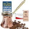 Volarium CRYSTALIA Premium Caffettiera Turca, Cezve Turco, Pentolino Turco, Caffettiera Araba Greca Fatta a Mano, Caffettiera per Caffè Turco Cezve, Caffettiera Ottoman, Arabo Ibrik Caffettiera in Rame 200ml