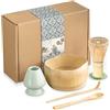 WIYETY Matcha Set frusta Matcha Set di 5 fruste per Matcha, frusta Matcha, set da tè Matcha, con whisky Matcha, ciotola, 2 cucchiai e porta frusta, in ceramica Matcha