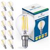 Bratek 10 Lampadine Led E14 Luce Fredda Vintage 6500k 6W 660 Lumen - Lampadina Vintage Attacco Piccolo e14 Filamento Led - Sferetta Trasparente Equivalente 75W a Incandescenza o 60w Alogena