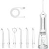 BarberBoss Idropulsore ricaricabile per denti e gengive, 5 modalità di pulizia, 5 punte a getto, serbatoio da 300 ml, irrigatore orale cordless USB, impermeabile IPX7 e ugello a 360°