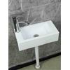 XRB2050 Lavello Rettangolare, 40x20x11cm/15.7x8x4.3inch Lavatoio Lavapanni Monoblocco in Resina PP, Lavello Angolare per Lavanderia Garage Bagno Guardaroba WC D - Rubinetto dell'acqua Calda e Fredda