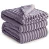 RUIKASI Coperta Plaid Pile Matrimoniale - Coperta Calda Invernale per Divano e Grande Letto Matrimoniale 220x240 cm Pile di Flanella Morbida, Fleece Blanket for Sofa and Couch, Viola Grigio