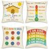 Set di 4 federe cuscino retrò color arcobaleno del sole e del cuore