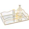 SLHEQING Vassoio decorativo grande a specchio, rettangolare da bagno, in vetro, organizer per cosmetici, organizzatore per toeletta, tavolo da pranzo, bagno e camera da letto