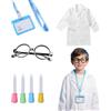 PUERFOCA 7 Pcs Costume da Scienziato Bambini, Costume da Dottore per Ragazzi Ragazze, Camice da Laboratorio per Carnevale Halloween Cosplay, Scienziato Gioco di Ruolo Medico