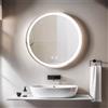 JCPYIUL Specchio da Bagno LED con Illuminazione,Specchio Rotondo con Illuminazione,3 Colori di Luce Dimmerabili,Specchio da Bagno con Interruttore Touch e Antiappannamento,3000K-10000K (60 cm)