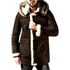 babao Cappotto in Montone Scamosciato Sintetico da Uomo Cappotti Lunghi da Uomo Foderati in Pelle di Pecora con Cappuccio in Pelliccia