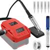 BTRUI Set saldatore cordless per Einhell 18 V Power X-Change, 60 W, LCD, temperatura regolabile 180 - 480 °C, con interruttore ON/OFF, asta di aspirazione, filo di saldatura da 50 g, supporto per saldatore