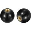 QUARKZMAN 5pz Manopole Sfera Filettate, Manopola Sfera Termoindurente Filettatura Femmina M8 30mm Dia Manopola Sfera Funzionamento Tonda Inserto Rame per Maniglia Leva Macchina, Nero