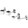 Purelei Set di 2 paia di orecchini a forma di cubo minimalista in acciaio inox, placcato oro 14 K, oro rosa o argento, aspetto geometrico, piccolo e grande, 4,5 g, impermeabile, Normal, Acciaio