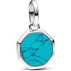Pandora Turchese 793388C01 - Ciondolo a forma di medaglia, colore: Blu, misura unica, Argento sterling, Turchese sintetica