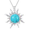 DOLIOX Collana con ciondolo turchese a forma di sole, in argento Sterling 925, con vere pietre preziose, gioiello occidentale, regalo per donne