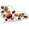AMBEDORA Spilla da Donna in Argento, Farfalla Colorata con Ambra, Argento Sterling Lucido, Ambra Baltica in Tre Colori