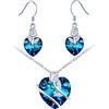 MICSAVI Donna Set Collana e Orecchini e Argento Amore Cuore di dell'Oceano Cerimonia Nuziale Elegante Parure gioielli Argento 925 e Cristalli Zirconi Pendente Cuore con Fiore di Rosa