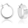 DTPsilver® Orecchini Donna Argento 925 - Orecchini a Cerchio Piatto - Orecchini Creoli Extra Spessi- Diametro 25 mm - Spessore 3 mm