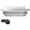 CIARRA A++ - Cappa aspirante a schermo piatto, 60 cm, 370 m³/h, con filtro ai carboni attivi CBCF002X2, integrato piatto, cappa aspirante a 2 livelli, colore: Argento