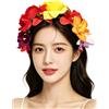 Bamboopack Cerchietto per capelli da donna con ghirlanda di rose in stile messicano, accessori per capelli per Halloween, carnevale, feste, spettacoli teatrali