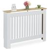Relaxdays Copritermosifone in Legno MDF, Copricalorifero Rustico, 83x112x19 cm, Copertura Protezione Termosifone, Bianco