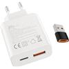 Samneer 45W USB tipo C Caricabatterie veloce 18W USB tipo A Adattatore Per:Samsung Galaxy S25 S24 S23 S22 S21 S20 A56 A55 A54 Veloce Telefono cellulareSpina di ricarica USB C Rapido Alimentator Lightning