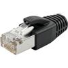 Lumonic 10x Spina di rete RJ45 Plug Nero I Con scarico della trazione, protezione dall'inserimento e dalla piegatura I Spina a crimpare per cavi di rete LAN CAT5, CAT6 e CAT7
