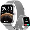 Fitpolo Smartwatch Uomo Donna Chiamate e Whatsapp, 1.85 Smart Watch Contapassi Cardiofrequenzimetro da polso/SpO2/Contapassi/Sonno, Orologio Smart Fitness Sportivo Impermeabile per Android iOS Argento