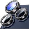 Diruite Pellicola Obiettivo Fotocamera per iPhone 17 Pro/17 Pro Max Vetro Temperato Lens Protector,HD Antigraffio Vetro Fotocamera+Decorazioni Scintillanti Protezione Lente,Nero-Scintillanti