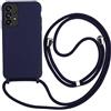 Keteen Cover per Samsung Galaxy A53 5G con Collana Custodia con Cordino TPU Corda Silicone Case Regolabile Staccabile Shock Absorption Antiscivolo Protettiva Custodia per Samsung A53 5G, Blu scuro