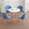 JZGORC Set da Pranzo, Tavolo e Sedie, Tavolo da Pranzo con 4 Sedie, 80 x 80 x 75 cm, Tavolo da Pranzo Rotondo in Legno, 4 Sedie con Schienale Alto in Velluto, blu + Bianco
